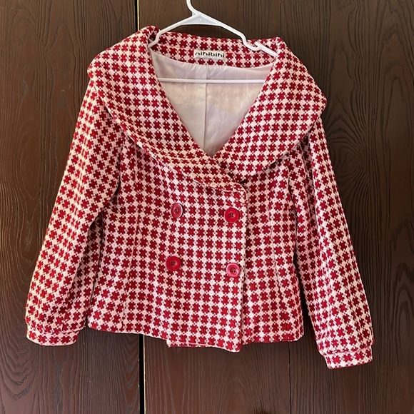 Nikibiki red and white checked jacket. Size Medium. - Picture 1 of 13